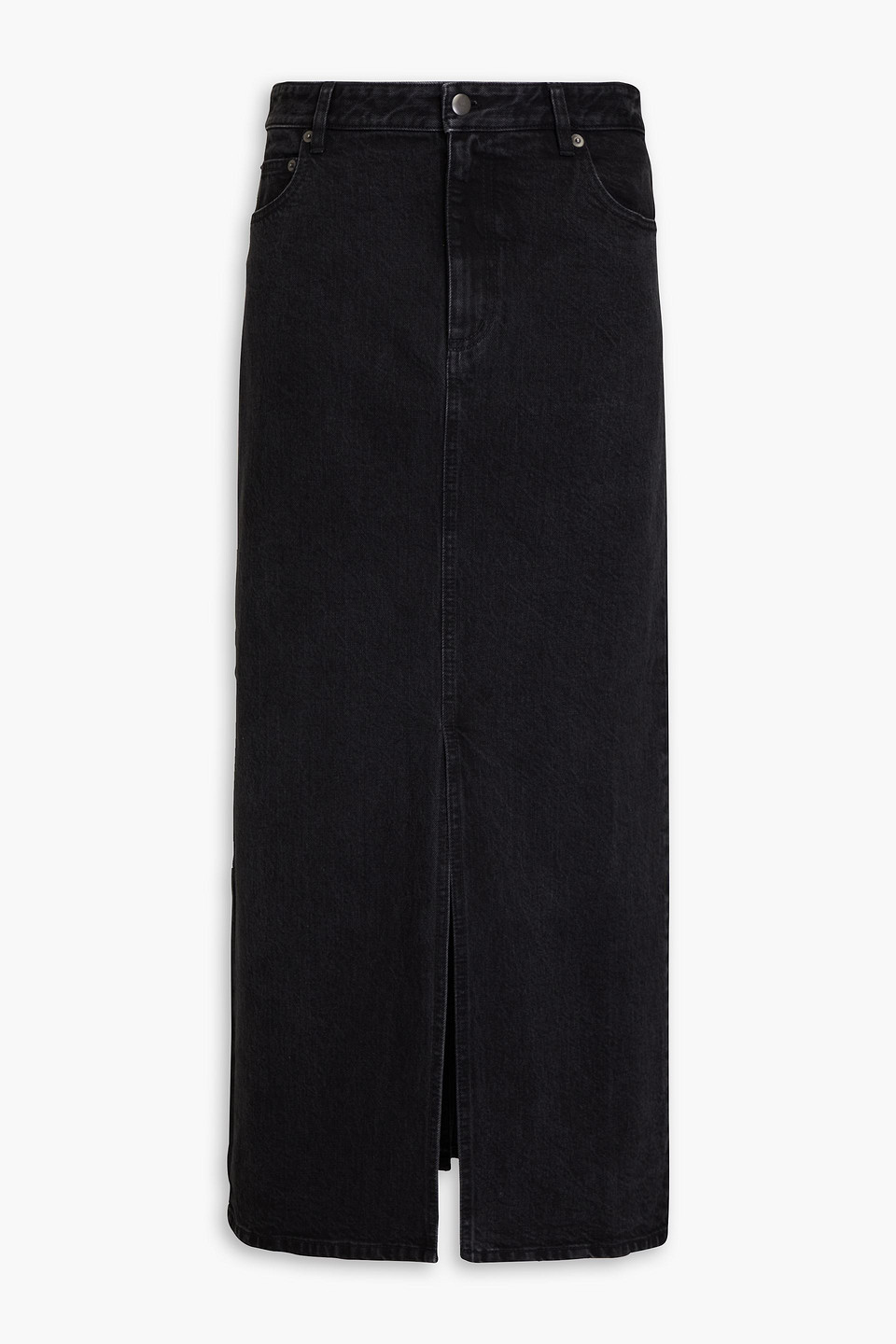 Tibi Denim Midi Skirt In Black