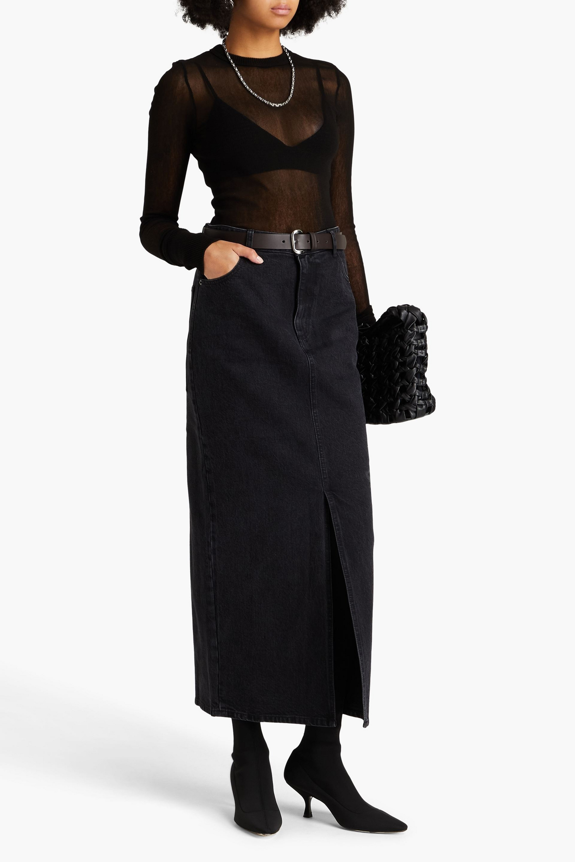 Tibi Denim midi skirt