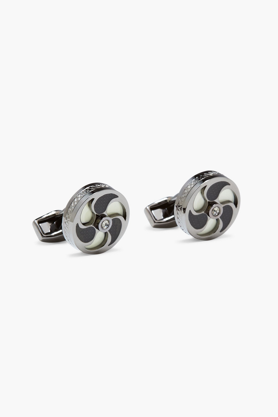 Tateossian Gunmetal-plated, Crystal And Enamel Cufflinks