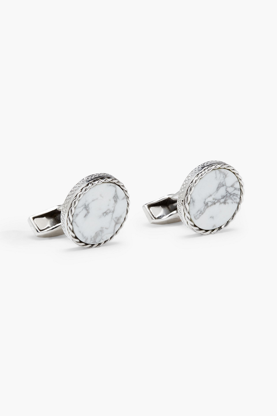 Tateossian Sterling Silver Howlite Cufflinks In Off-white