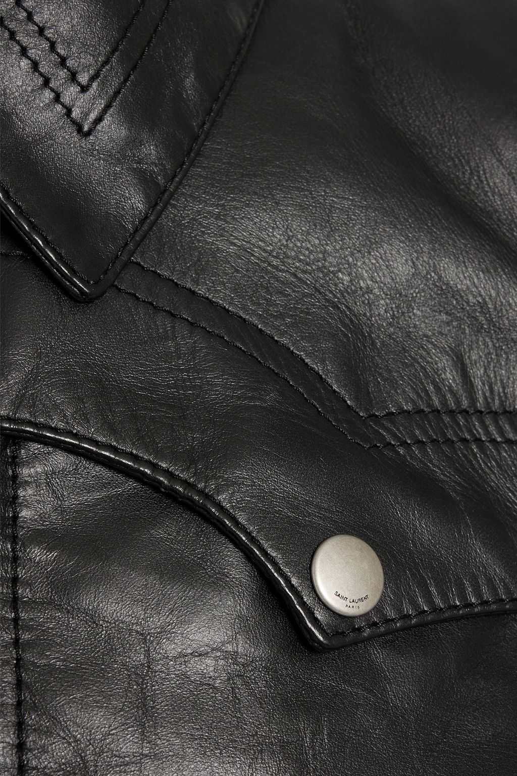 SAINT LAURENT Belted leather jacket