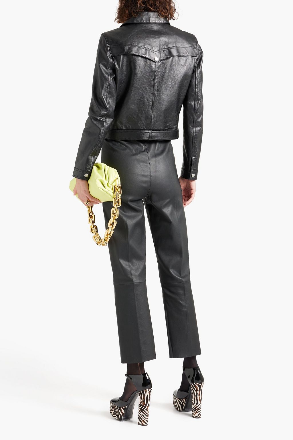 SAINT LAURENT Belted leather jacket