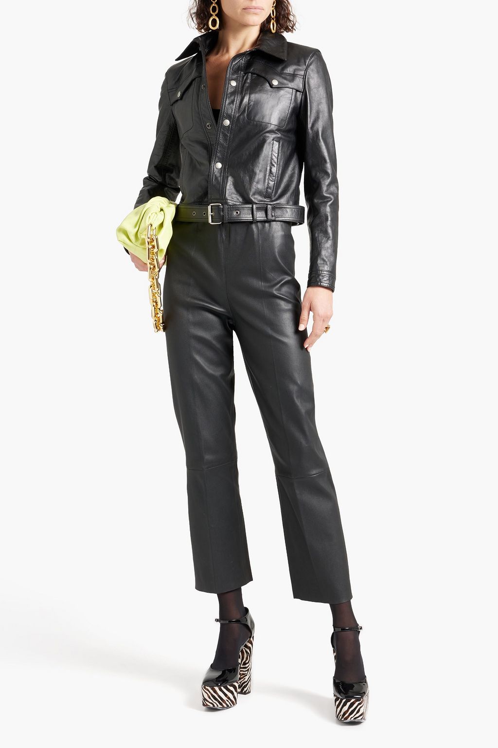 SAINT LAURENT Belted leather jacket