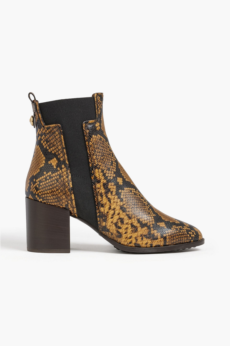 Tod's Snake-effect Leather Ankle Boots In Camel
