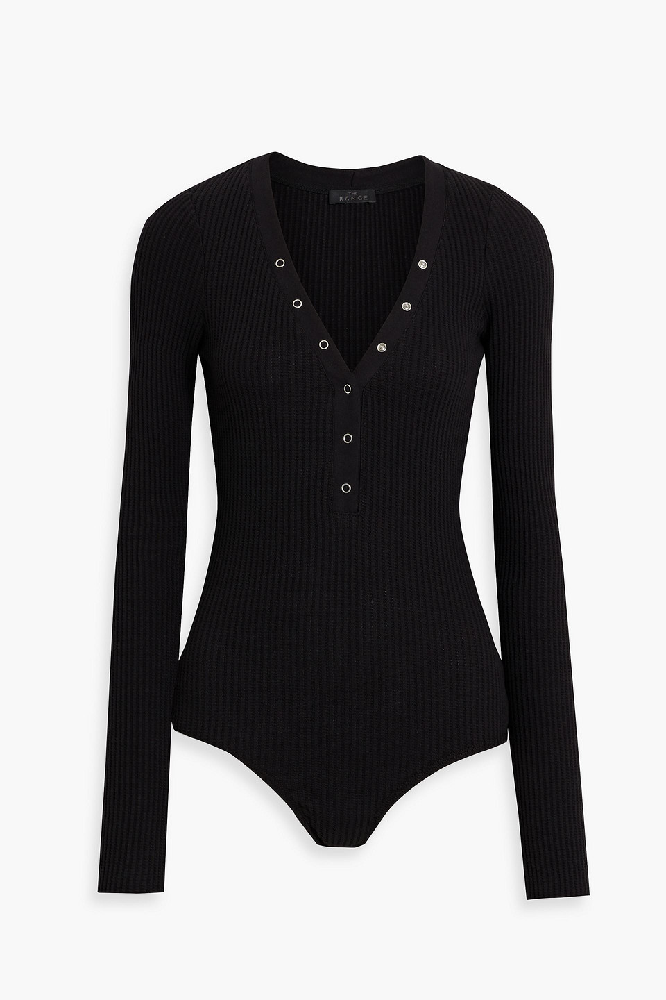 The Range Waffle-knit Cotton-blend Bodysuit In Black