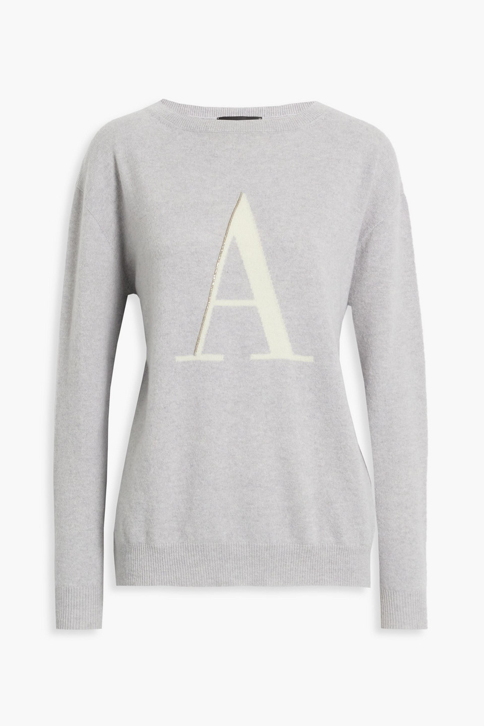 fabiana filippi - bead-embellished jacquard-knit sweater - gray - l