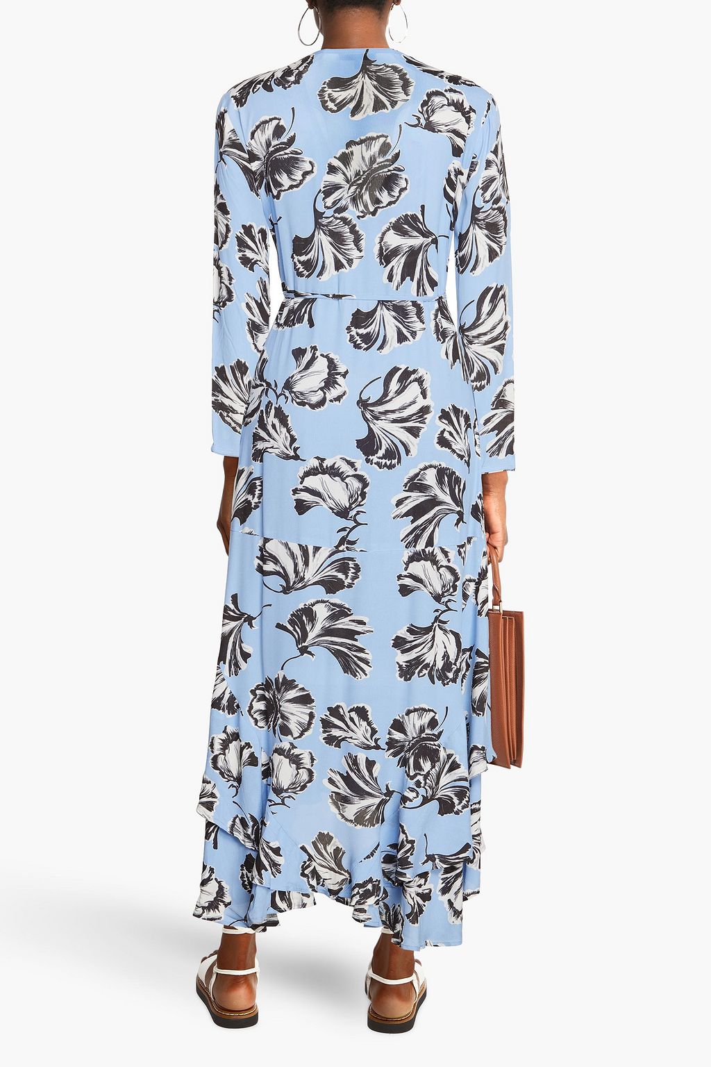 GANNI Floral-print crepe midi wrap dress