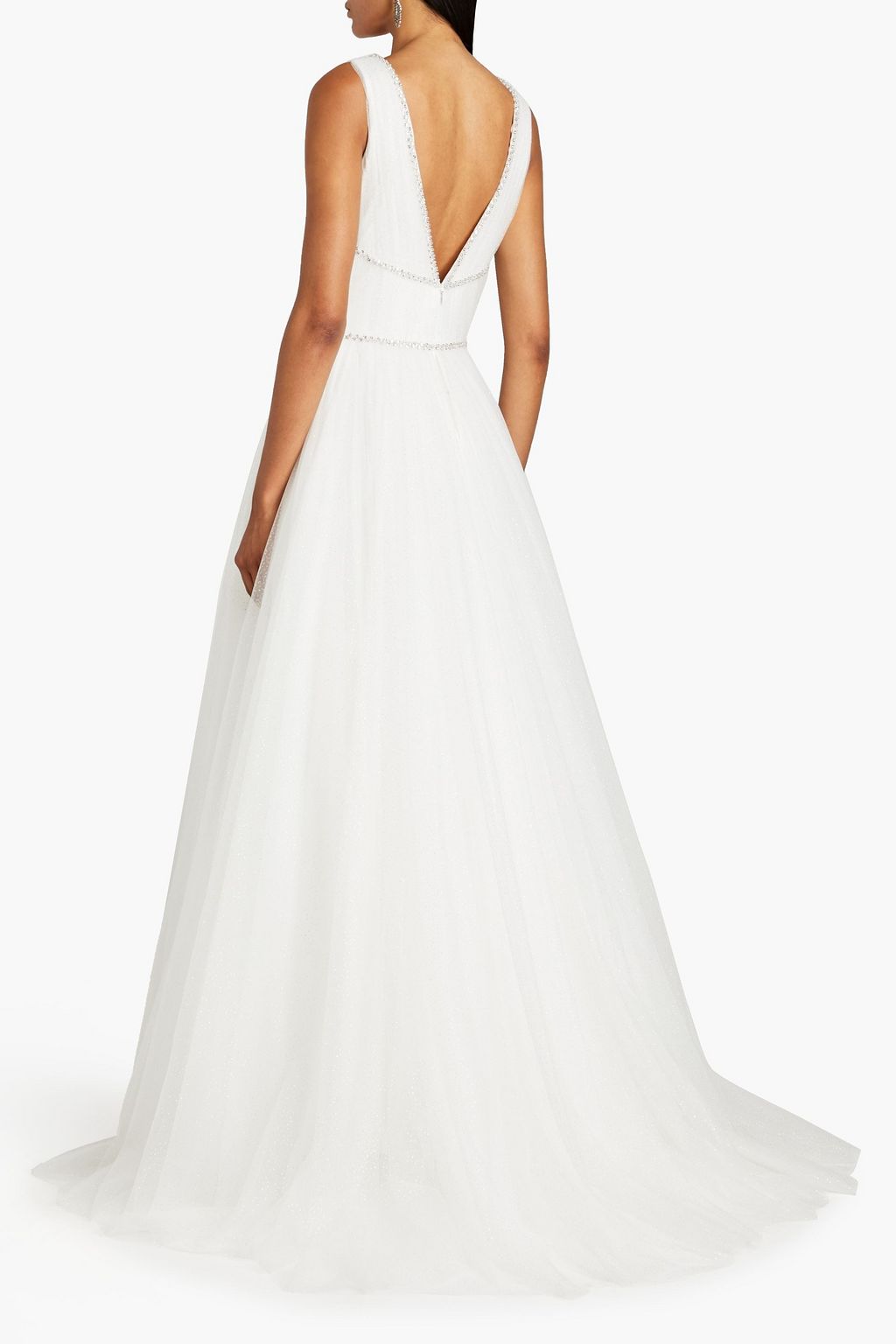 JENNY PACKHAM Pleated embellished tulle bridal gown