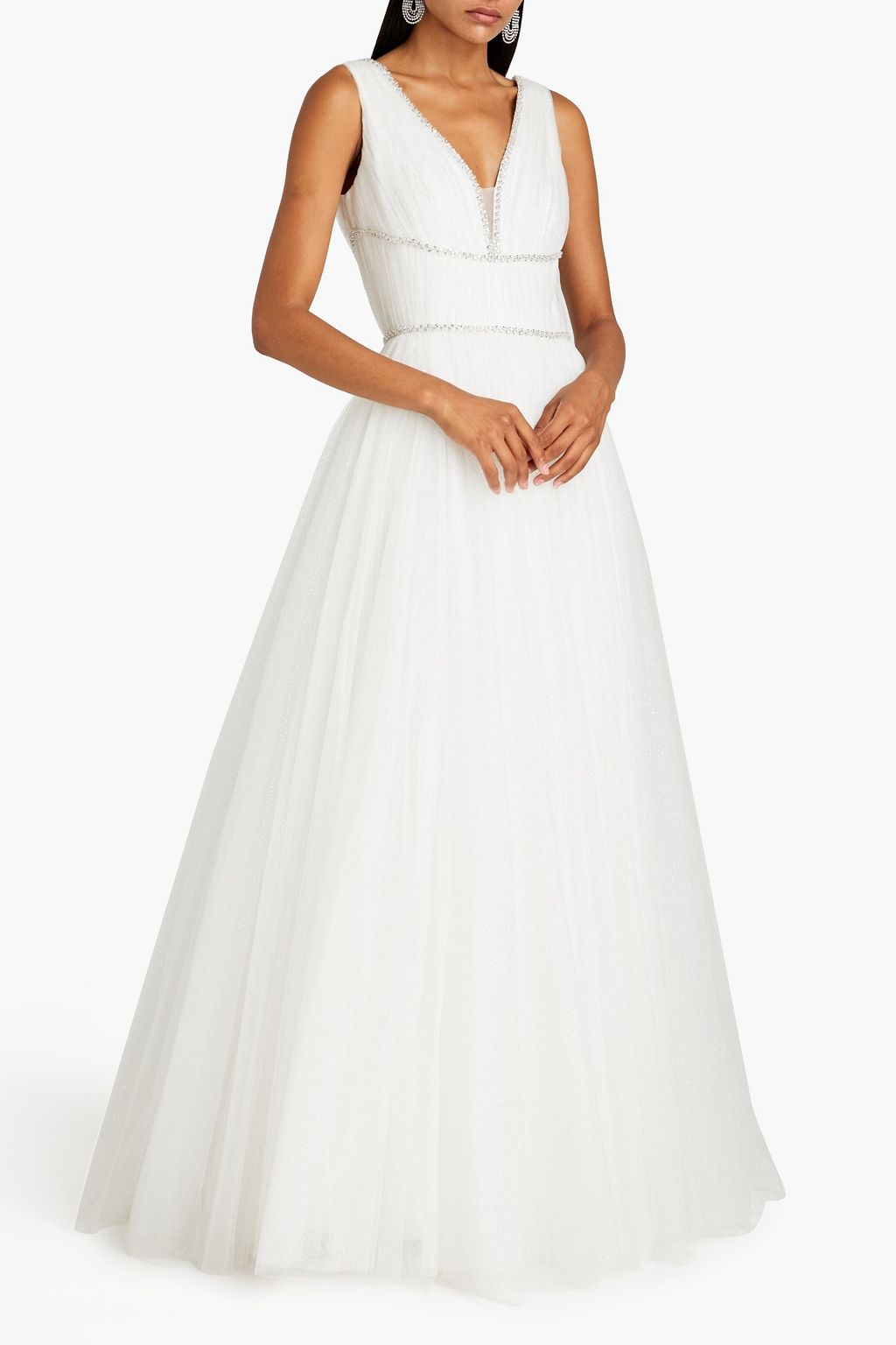 JENNY PACKHAM Pleated embellished tulle bridal gown