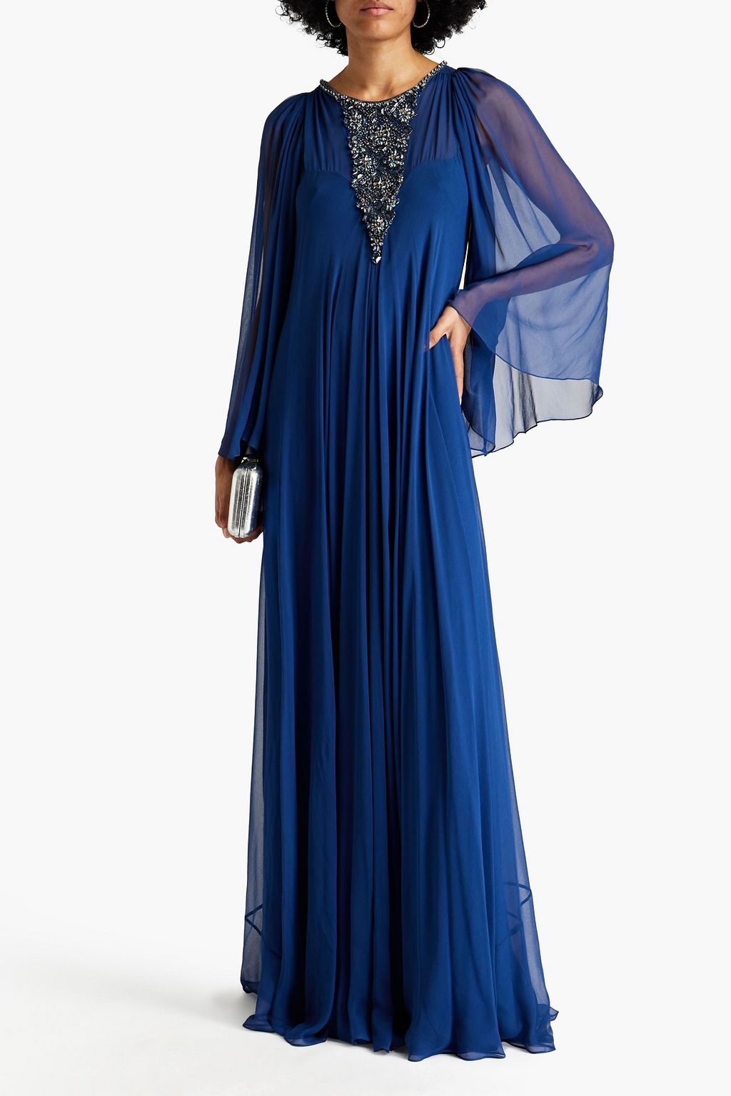 JENNY PACKHAM Gathered crystal-embellished silk-chiffon gown