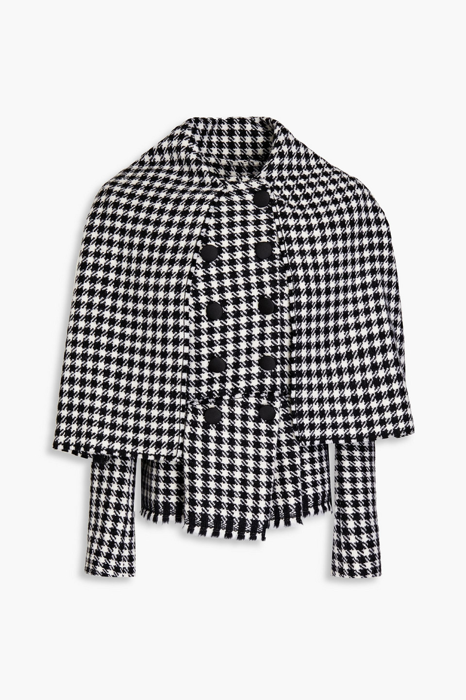 Dolce & Gabbana Double-breasted Houndstooth Wool-blend Tweed Jacket In Black