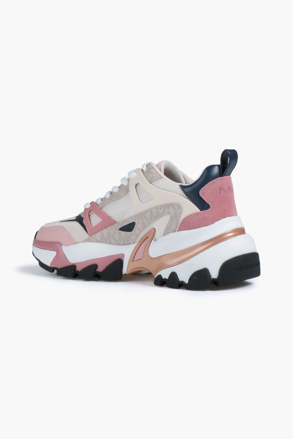 MICHAEL MICHAEL KORS Textured faux leather and mesh sneakers