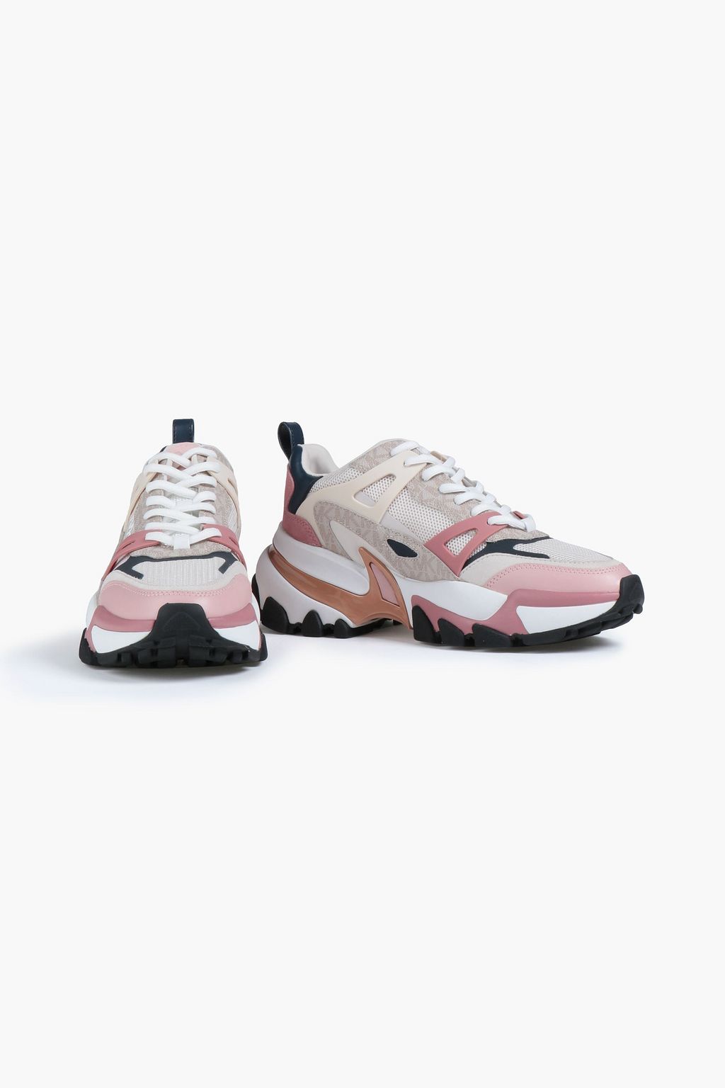 MICHAEL MICHAEL KORS Textured faux leather and mesh sneakers