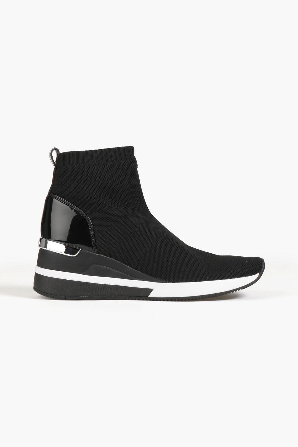 Michael Michael Kors Paneled Metallic Stretch-knit Sneakers In Black