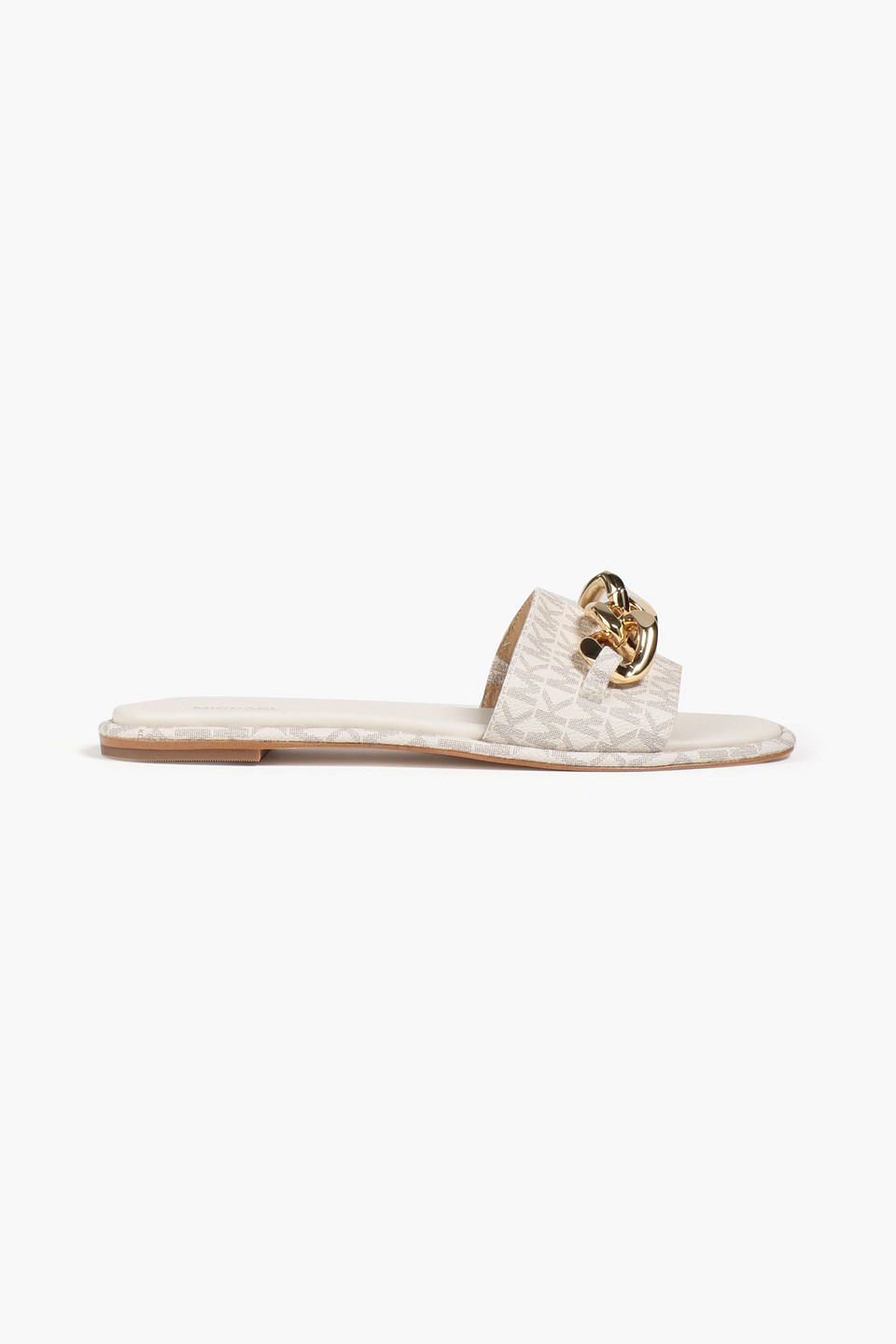 Michael Michael Kors Scarlett Logo-print Faux Textured-leather Mules In Neutrals