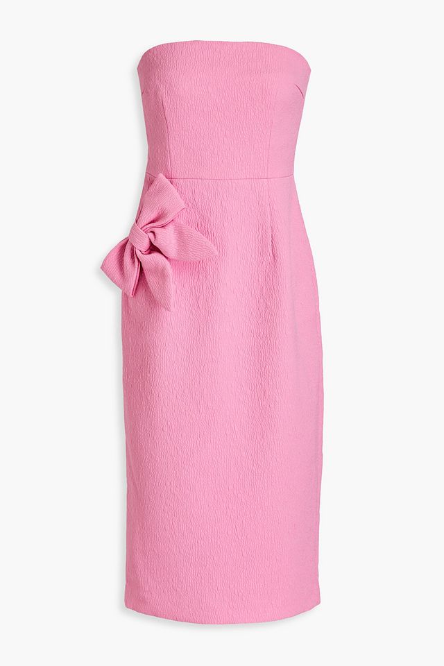 Jaclyn strapless bow-embellished cloqué midi dress