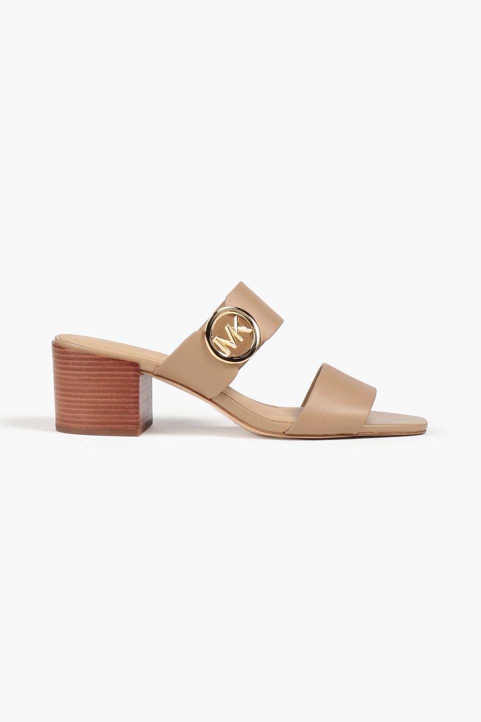 Michael Michael Kors Summer Embellished Logo-print Leather Mules In Brown
