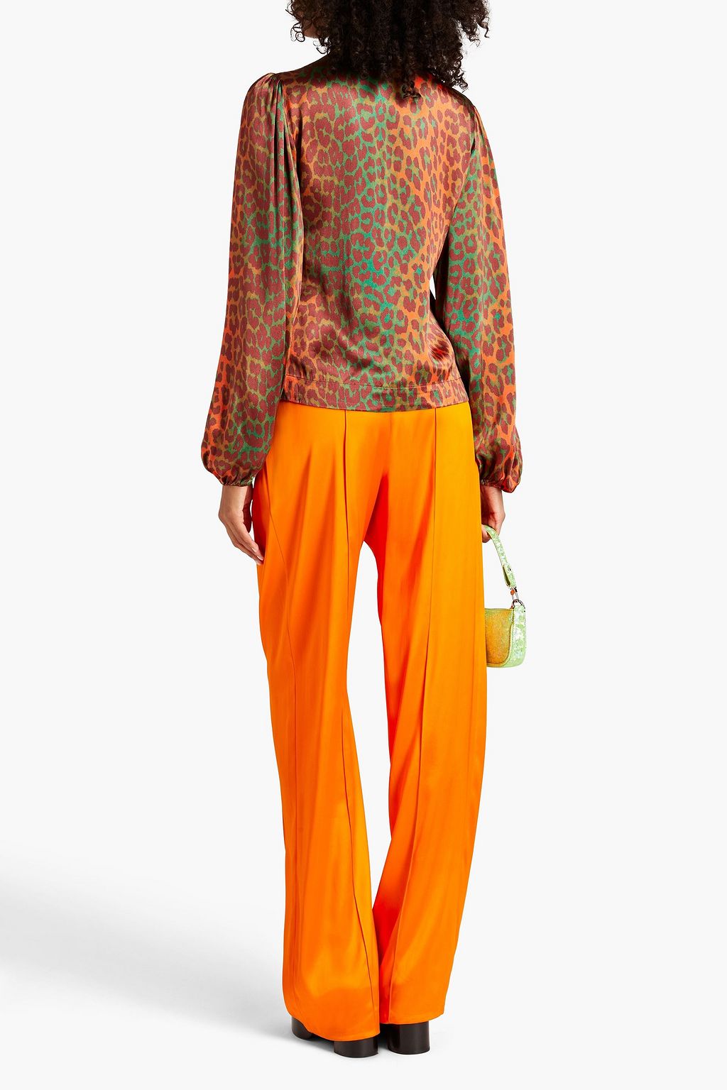 GANNI Leopard-print satin top