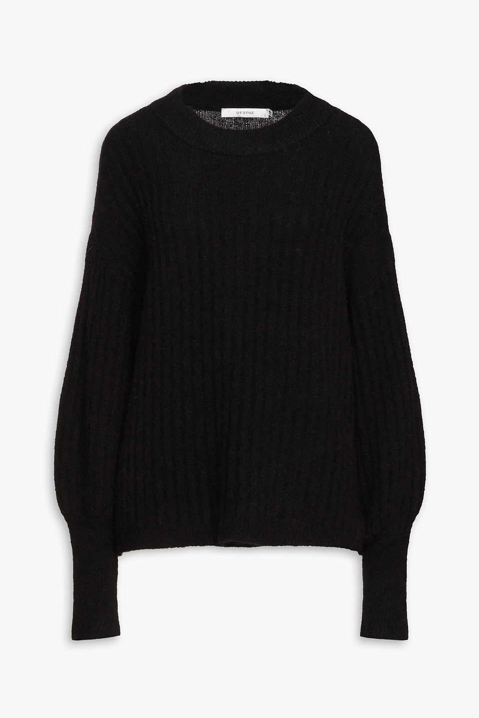 Gestuz Brushed Ribbed-knit Jumper In Black