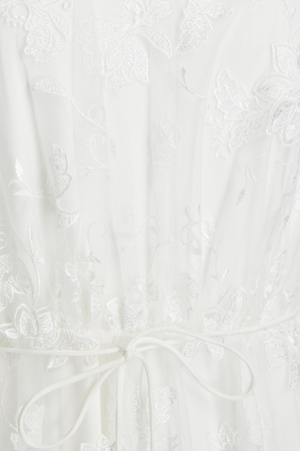 ml Monique Lhuillier Gathered Embroidered Tulle Gown In White