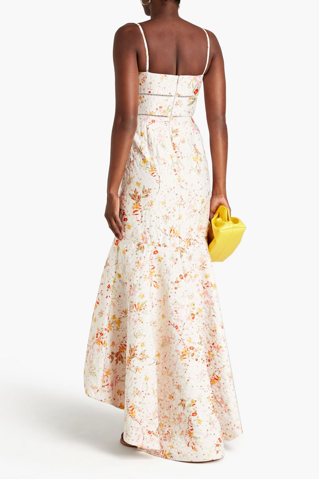 ML MONIQUE LHUILLIER Metallic floral-print jacquard gown