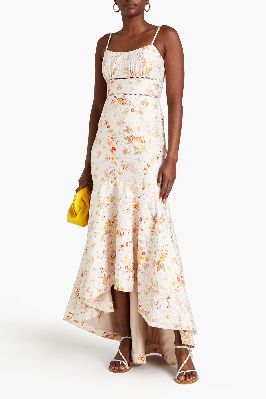 ML MONIQUE LHUILLIER Metallic floral-print jacquard gown