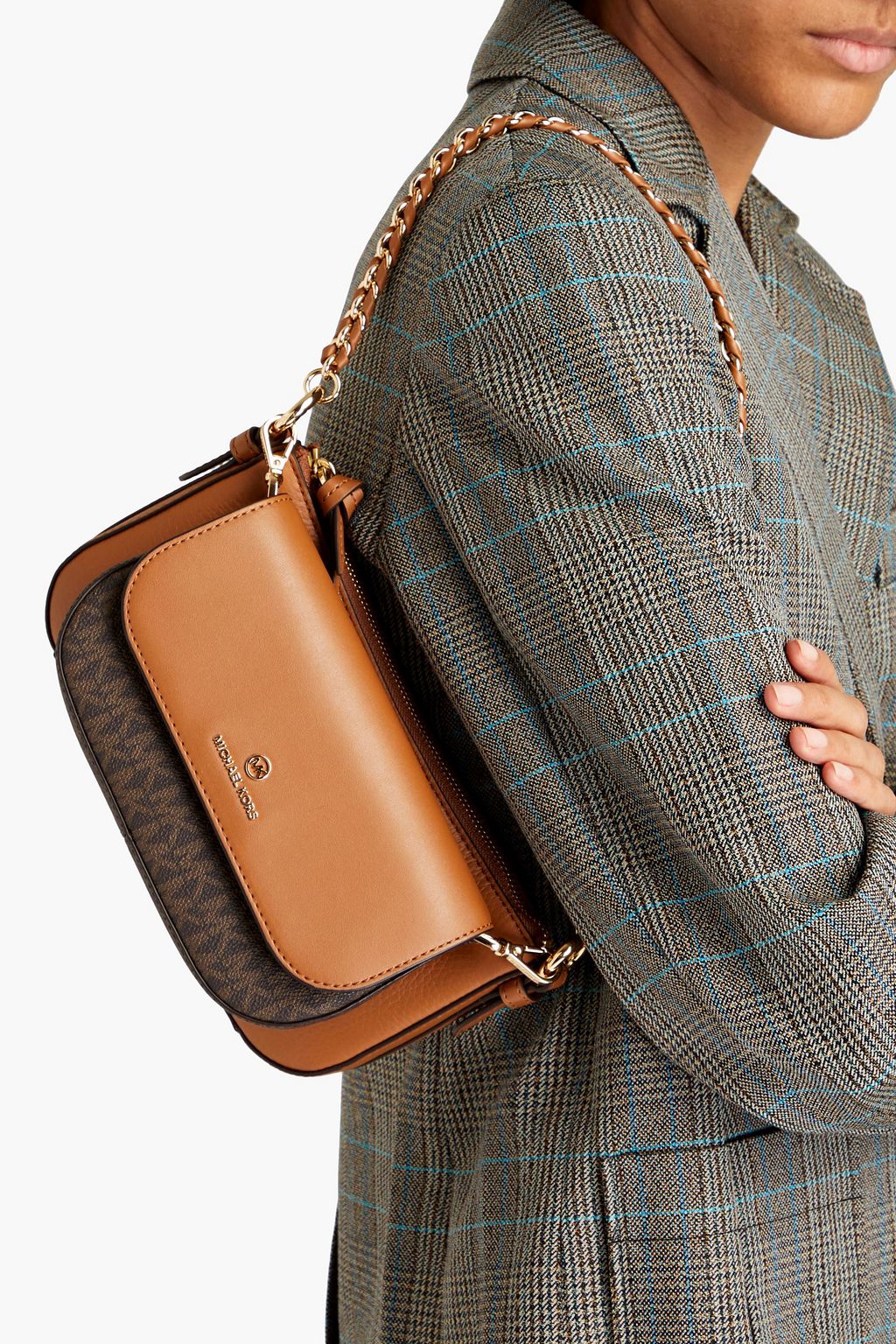 MICHAEL MICHAEL KORS Faux texturedleather and pebbledleather shoulder