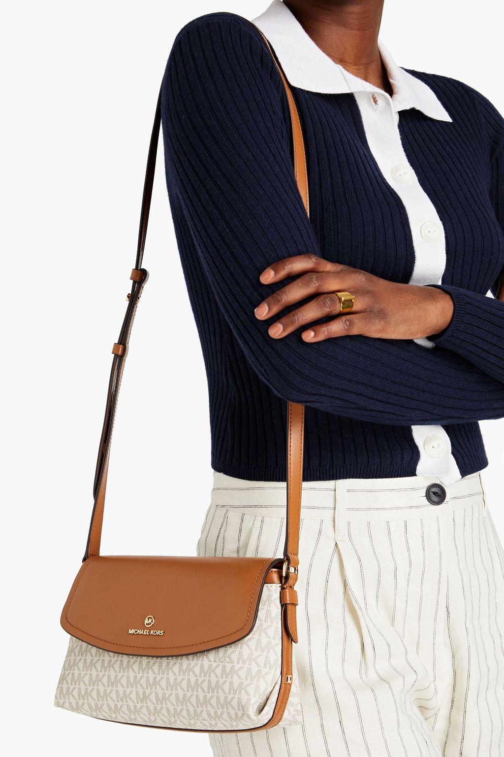MICHAEL MICHAEL KORS Brooklyn faux smooth and textured-leather shoulder bag