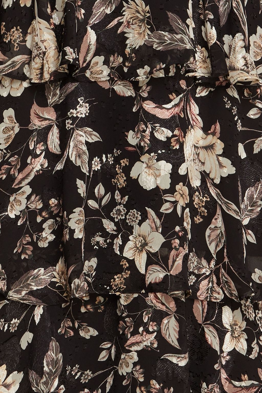 MIKAEL AGHAL Tiered floral-print jacquard midi dress