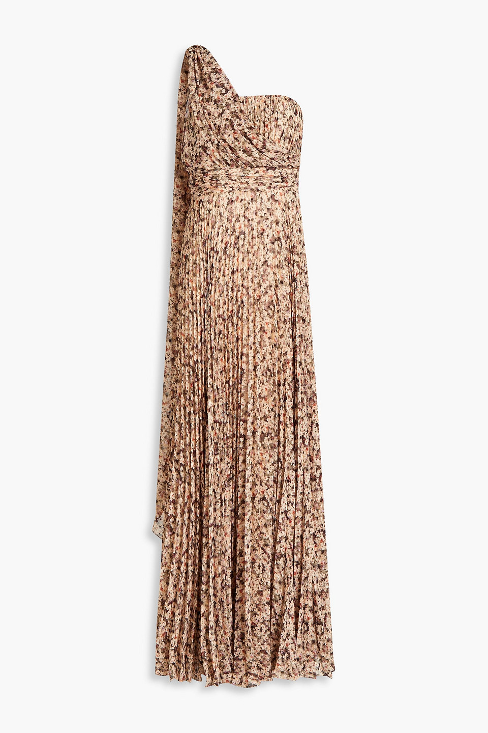 Mikael Aghal One-shoulder fil coupé chiffon maxi dress