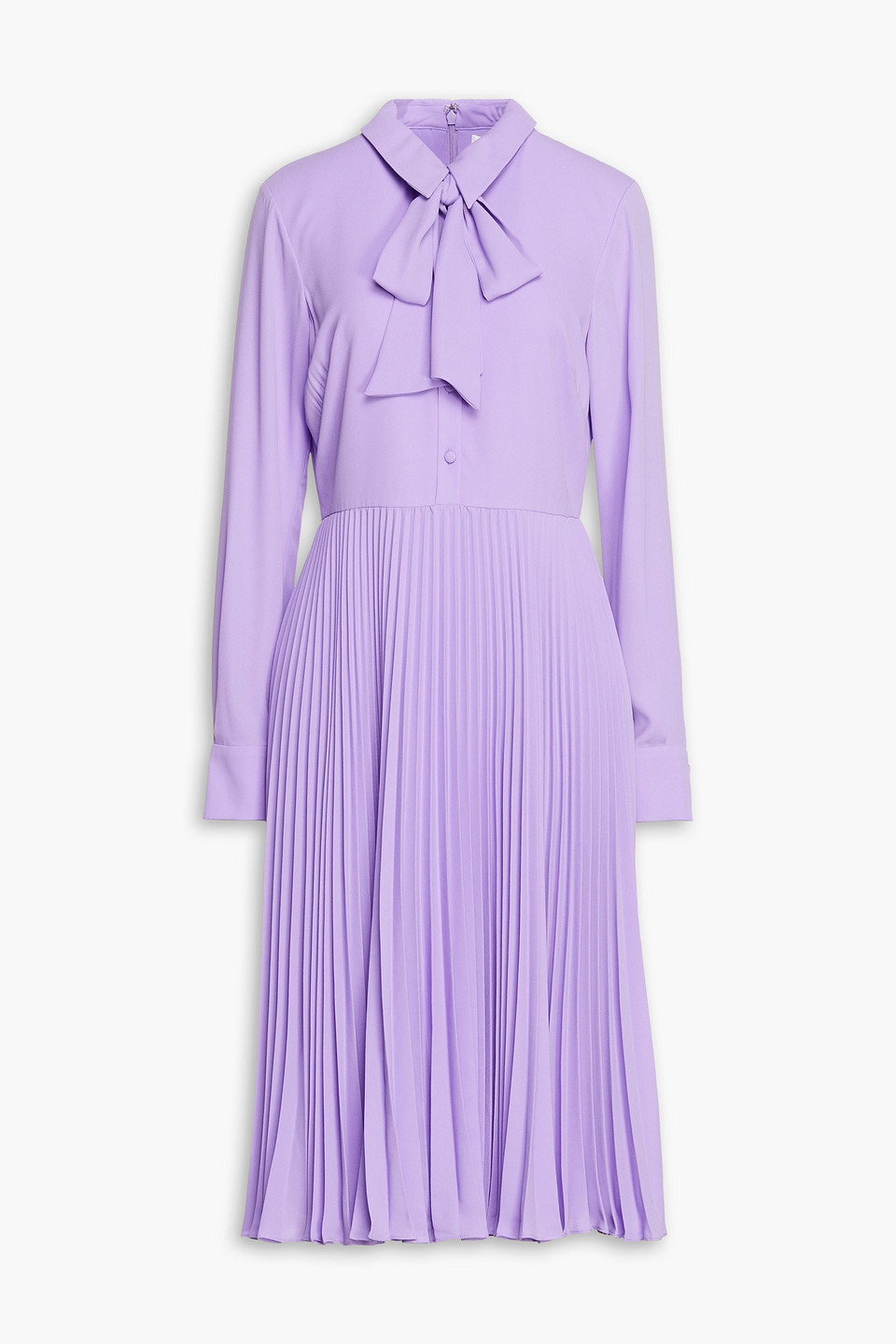 Mikael Aghal Pussy-bow Pleated Crepe Midi Dress In Lavender