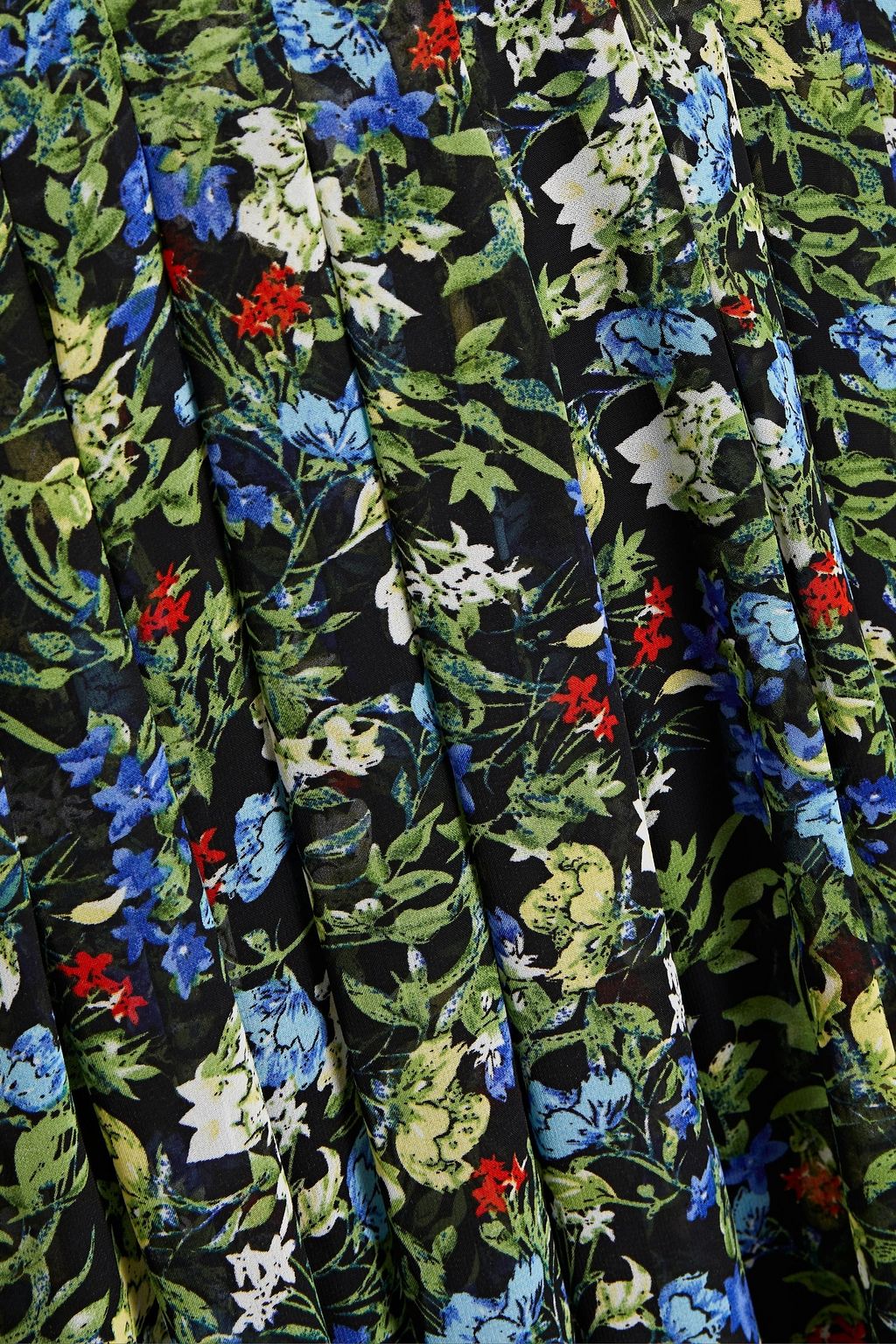 MIKAEL AGHAL Pleated floral-print chiffon maxi dress