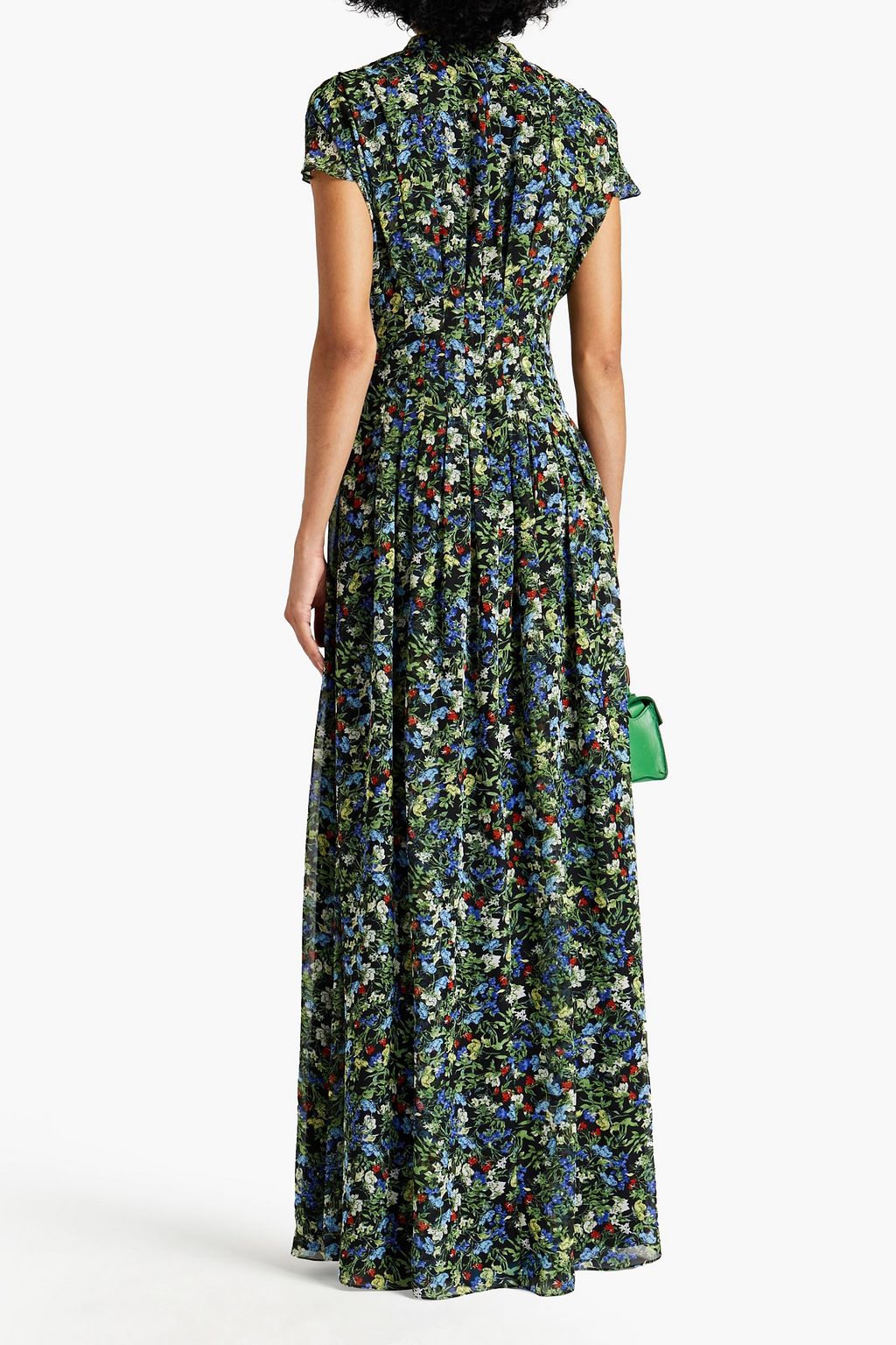 MIKAEL AGHAL Pleated floral-print chiffon maxi dress