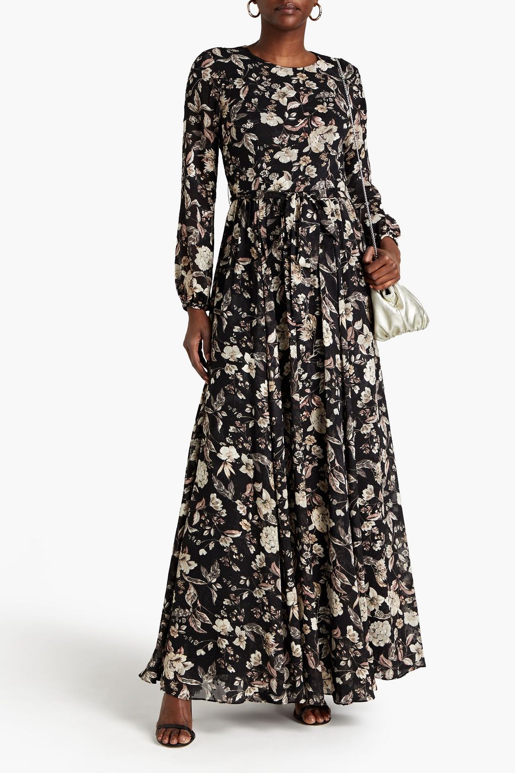 MIKAEL AGHAL Gathered floral-print chiffon maxi dress | THE OUTNET