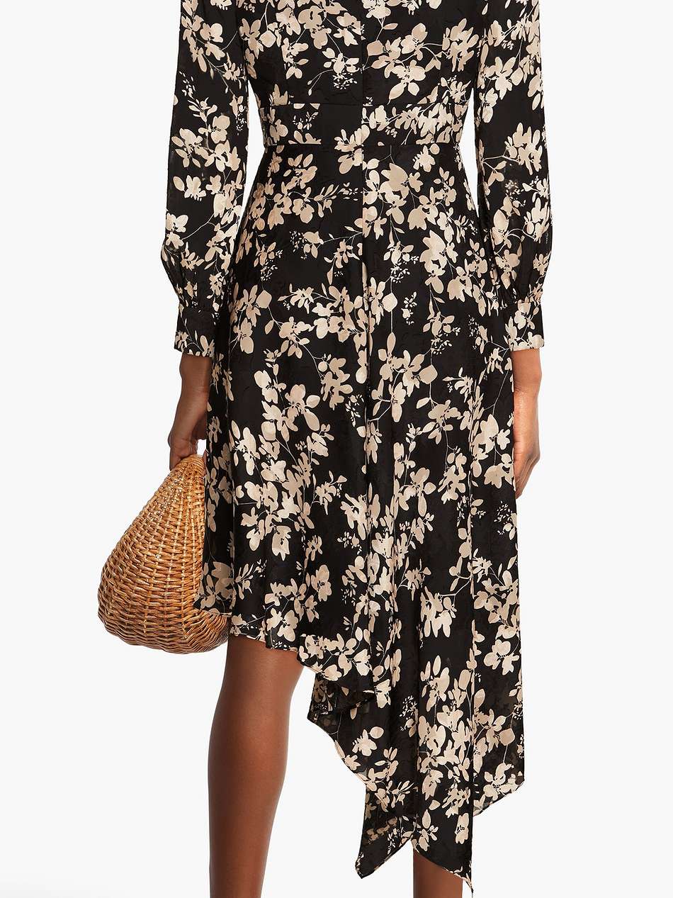 asymmetric floral-print jacquard dress