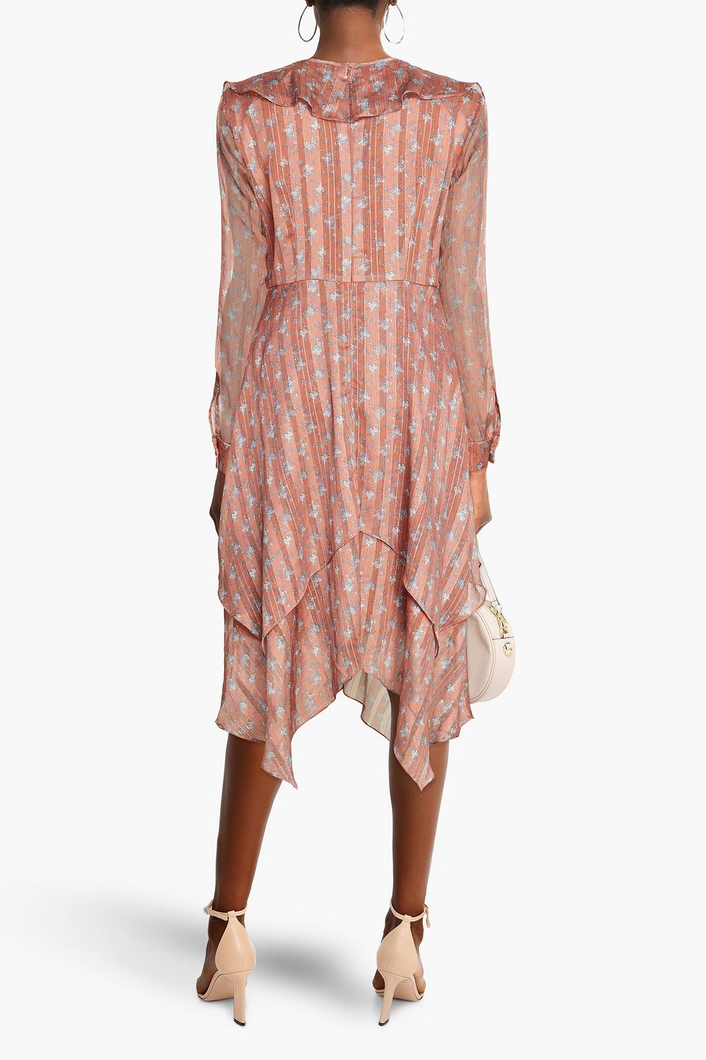 MIKAEL AGHAL Layered floral-print jacquard midi dress