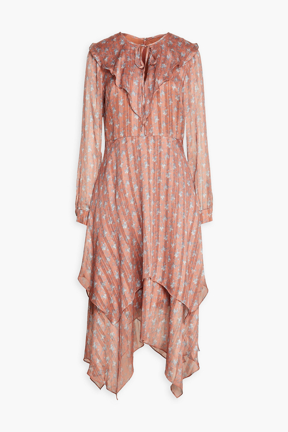 Mikael Aghal Layered floral-print jacquard midi dress