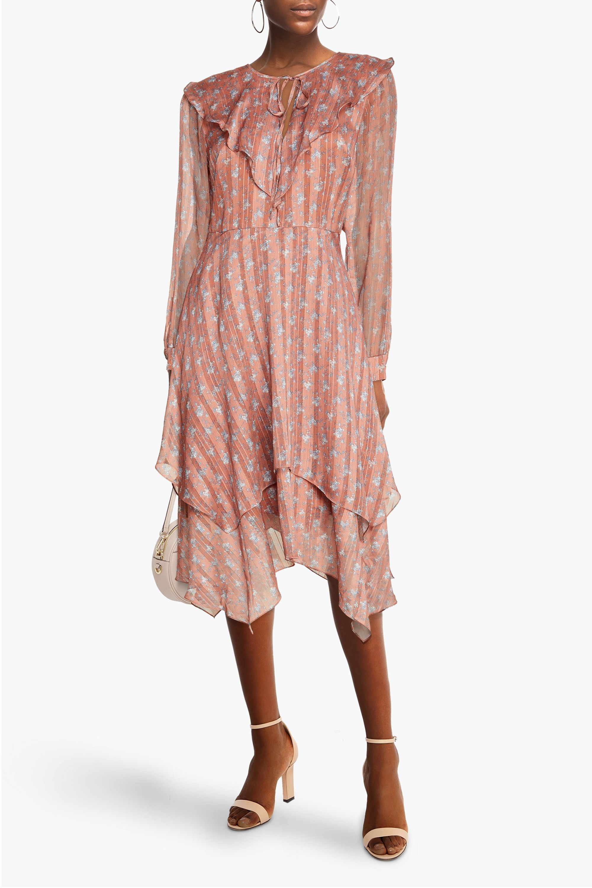 MIKAEL AGHAL Layered floral-print jacquard midi dress