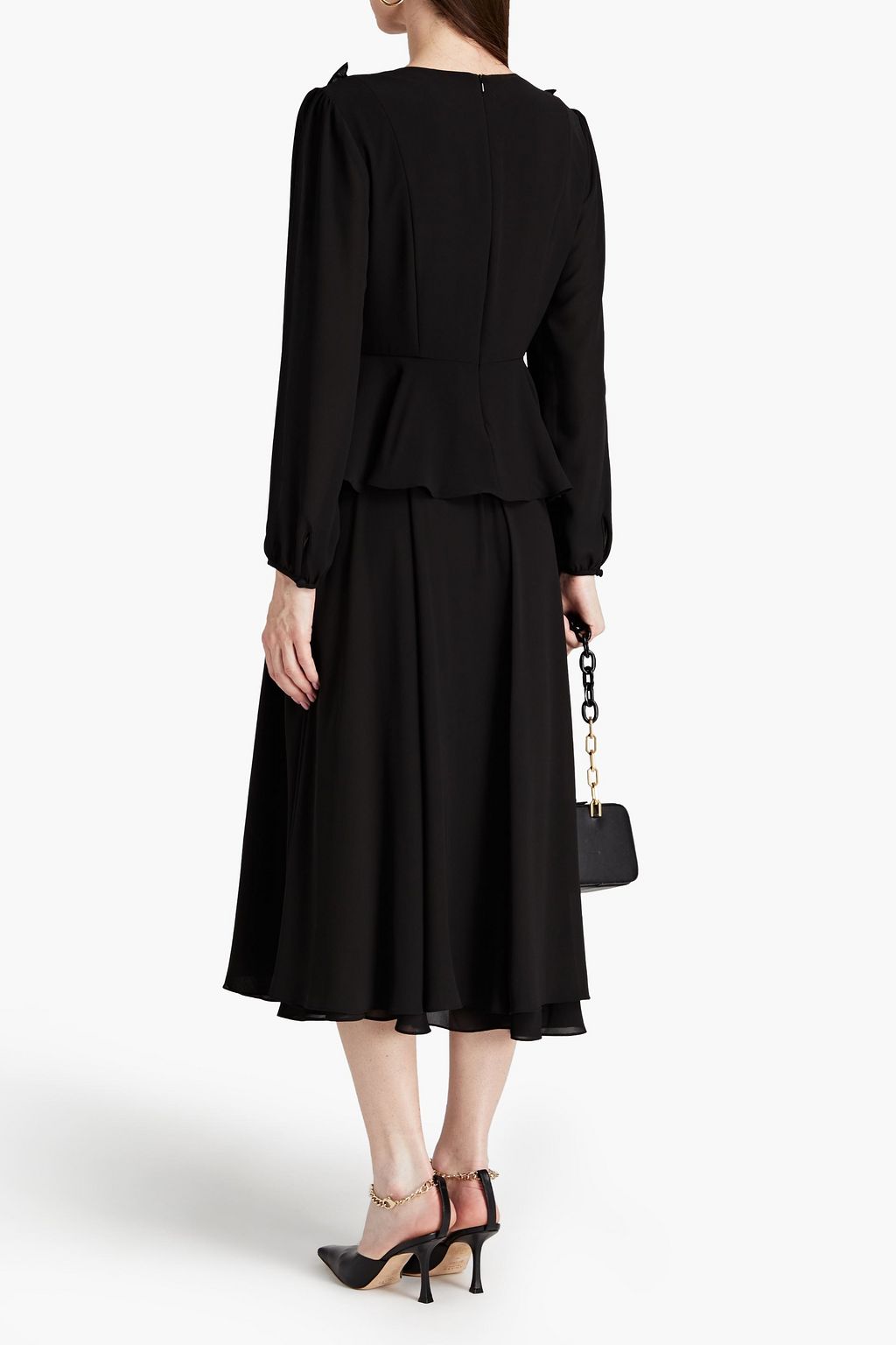 MIKAEL AGHAL Wrap-effect crepe midi skirt