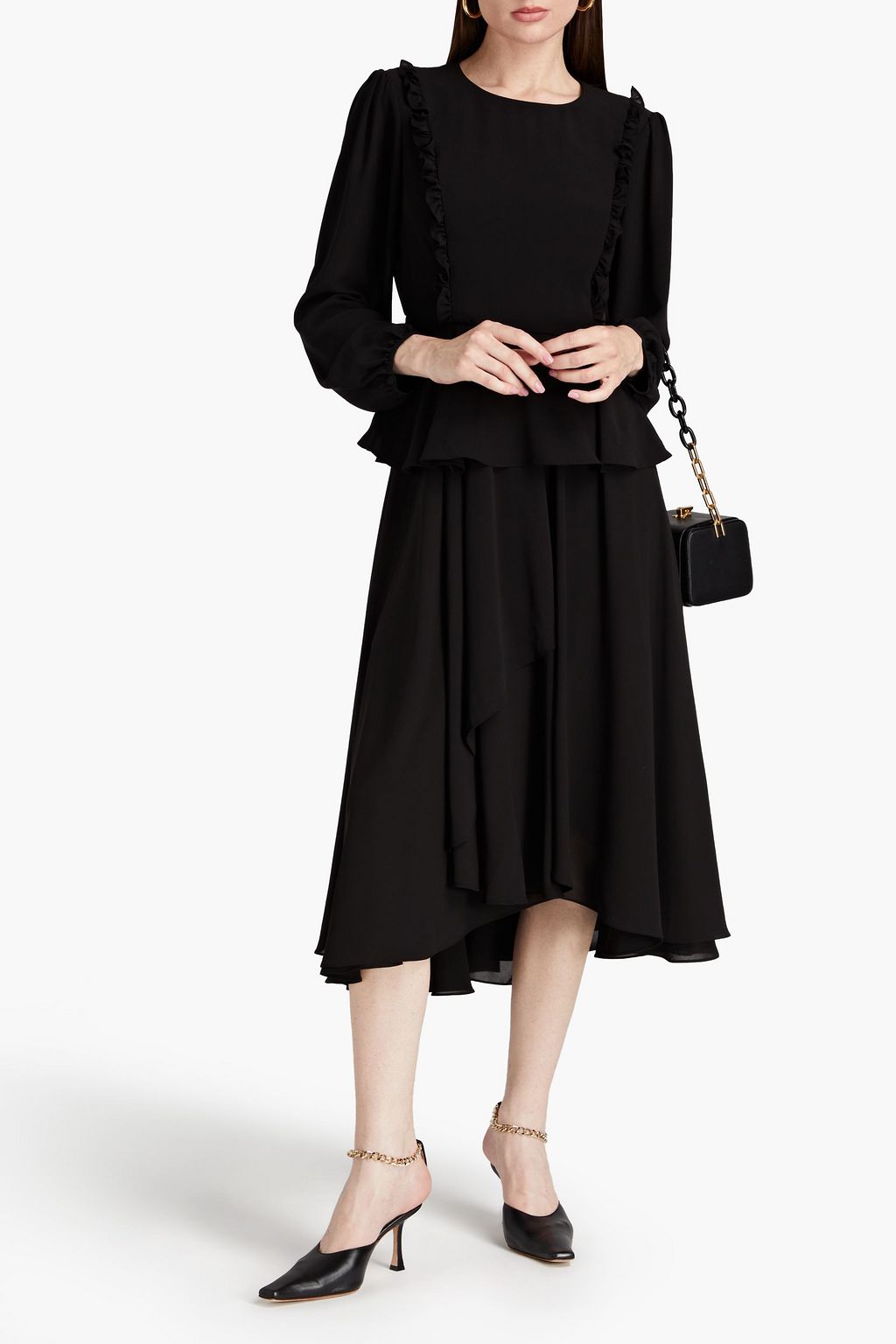 MIKAEL AGHAL Wrap-effect crepe midi skirt