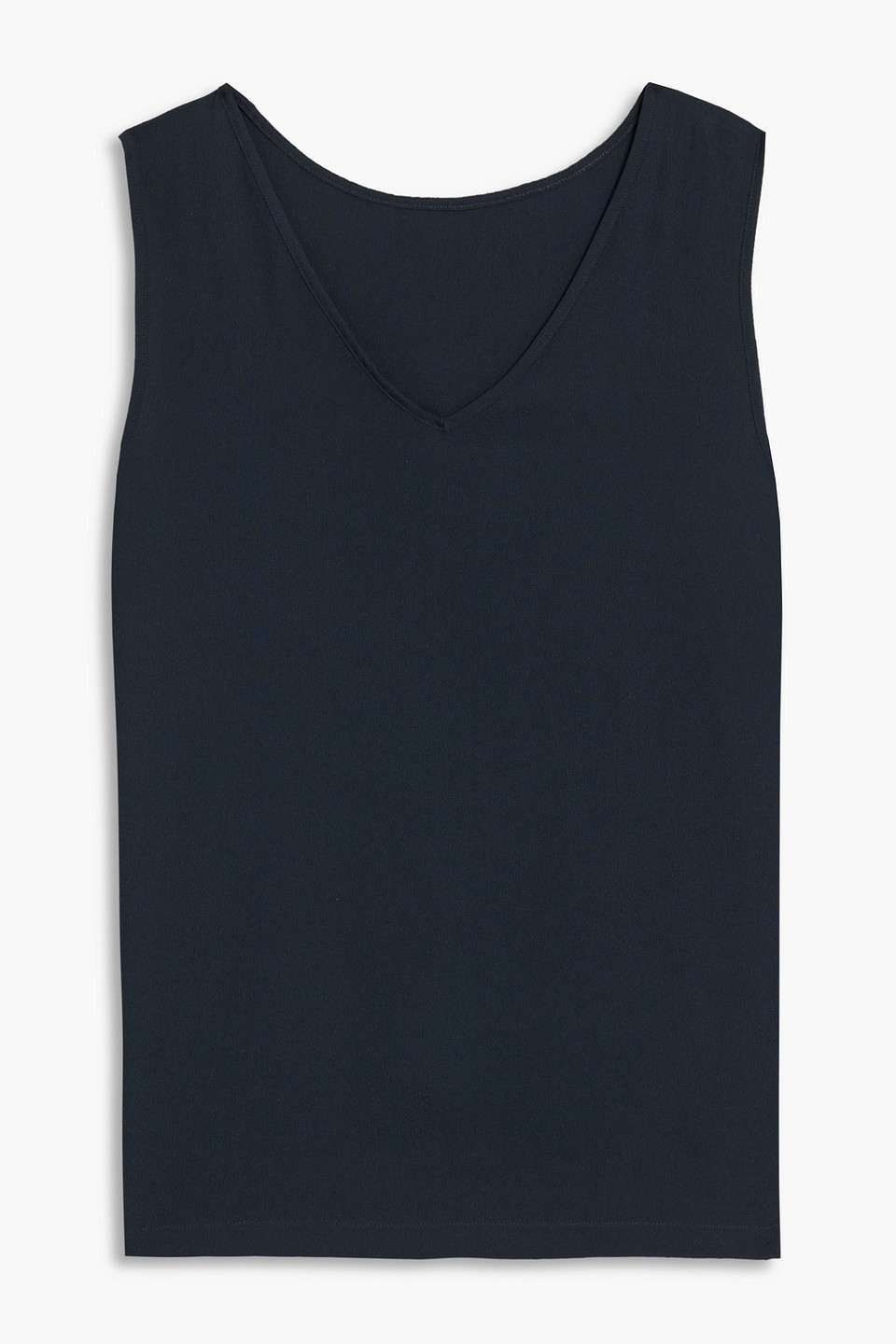 Fabiana Filippi Bead-embellished Crepe De Chine Tank In Midnight Blue