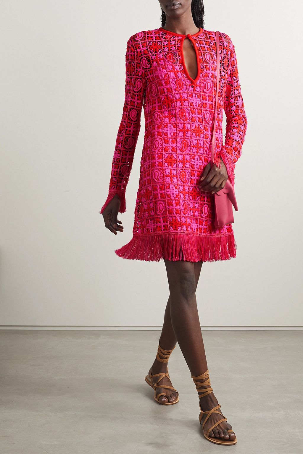 ETRO فستان بحبكة كروشيه وأهداب