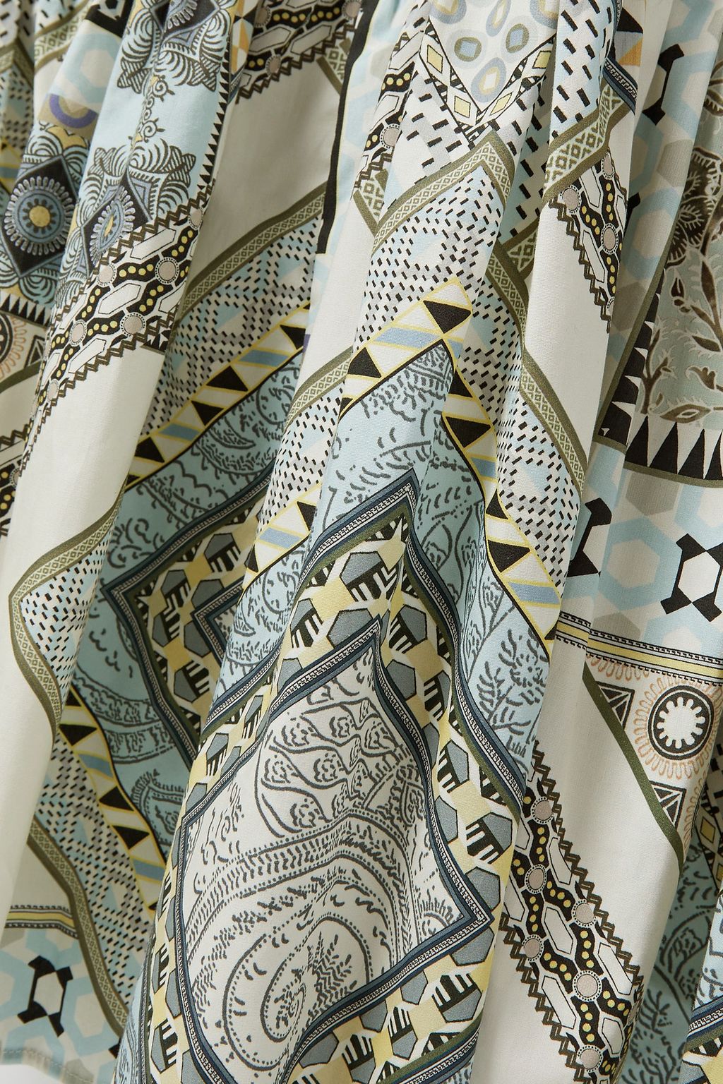 ETRO فستان متوسط الطول من البوبلين القطني بطبعات