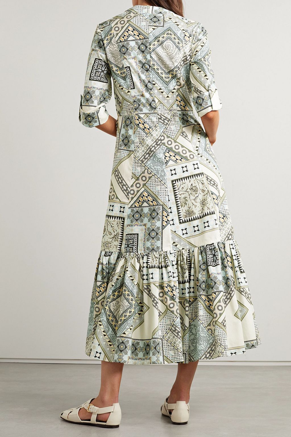 ETRO فستان متوسط الطول من البوبلين القطني بطبعات