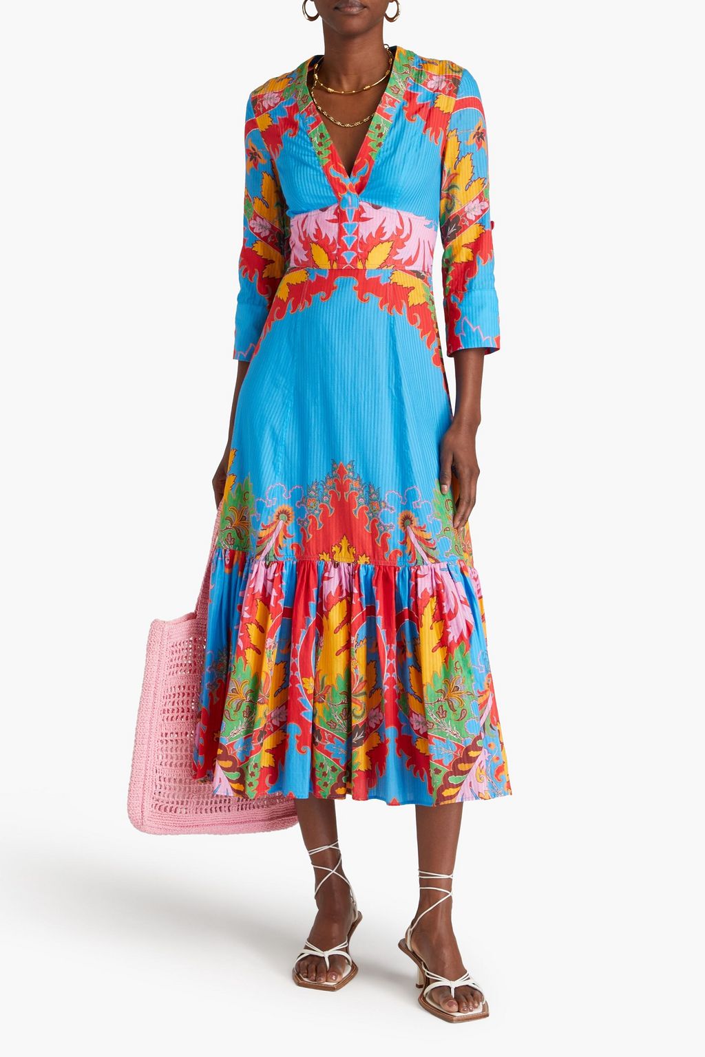 ETRO Printed cotton and silk-blend mousseline midi dress