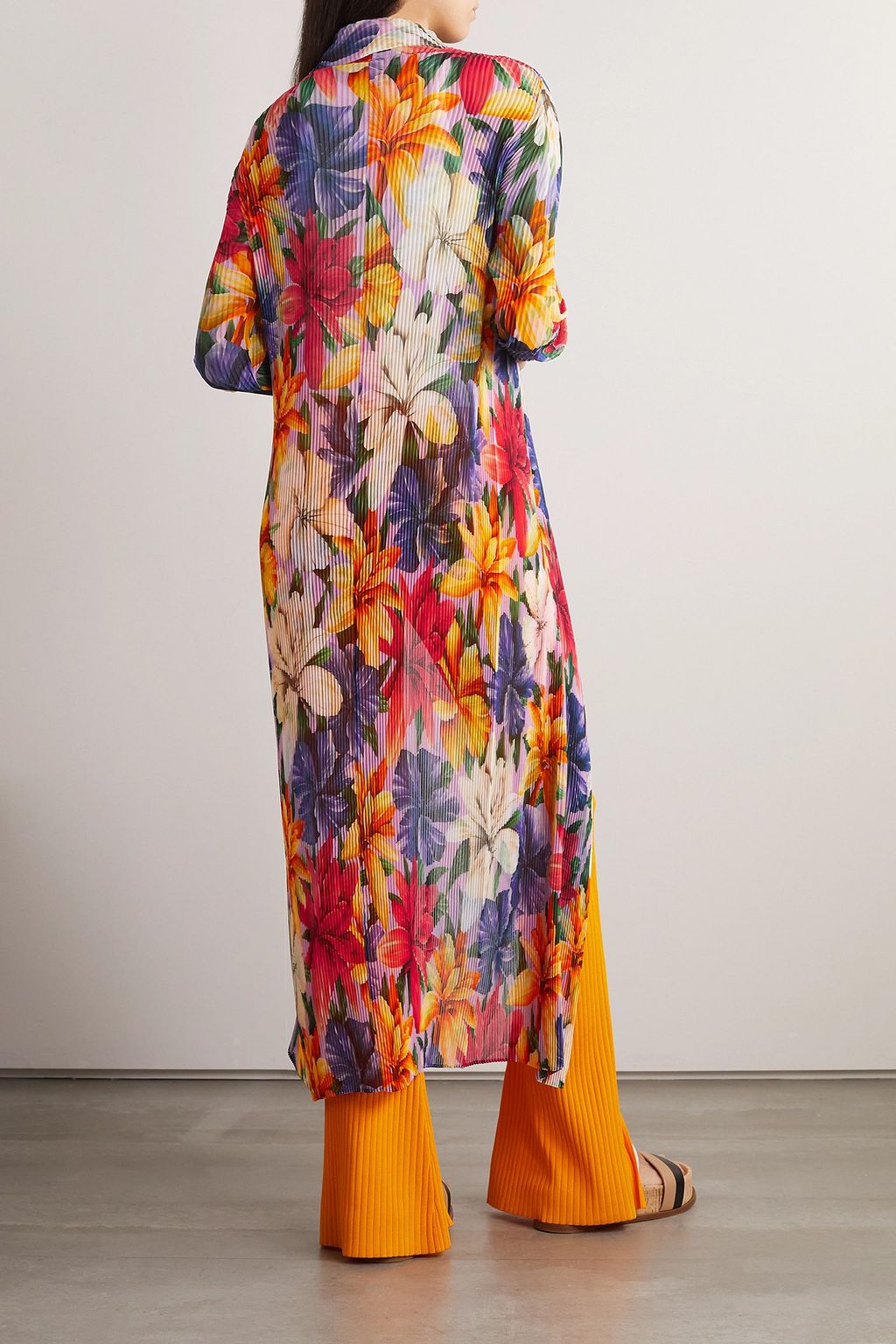 ETRO Floral-print plissé-gauze coat