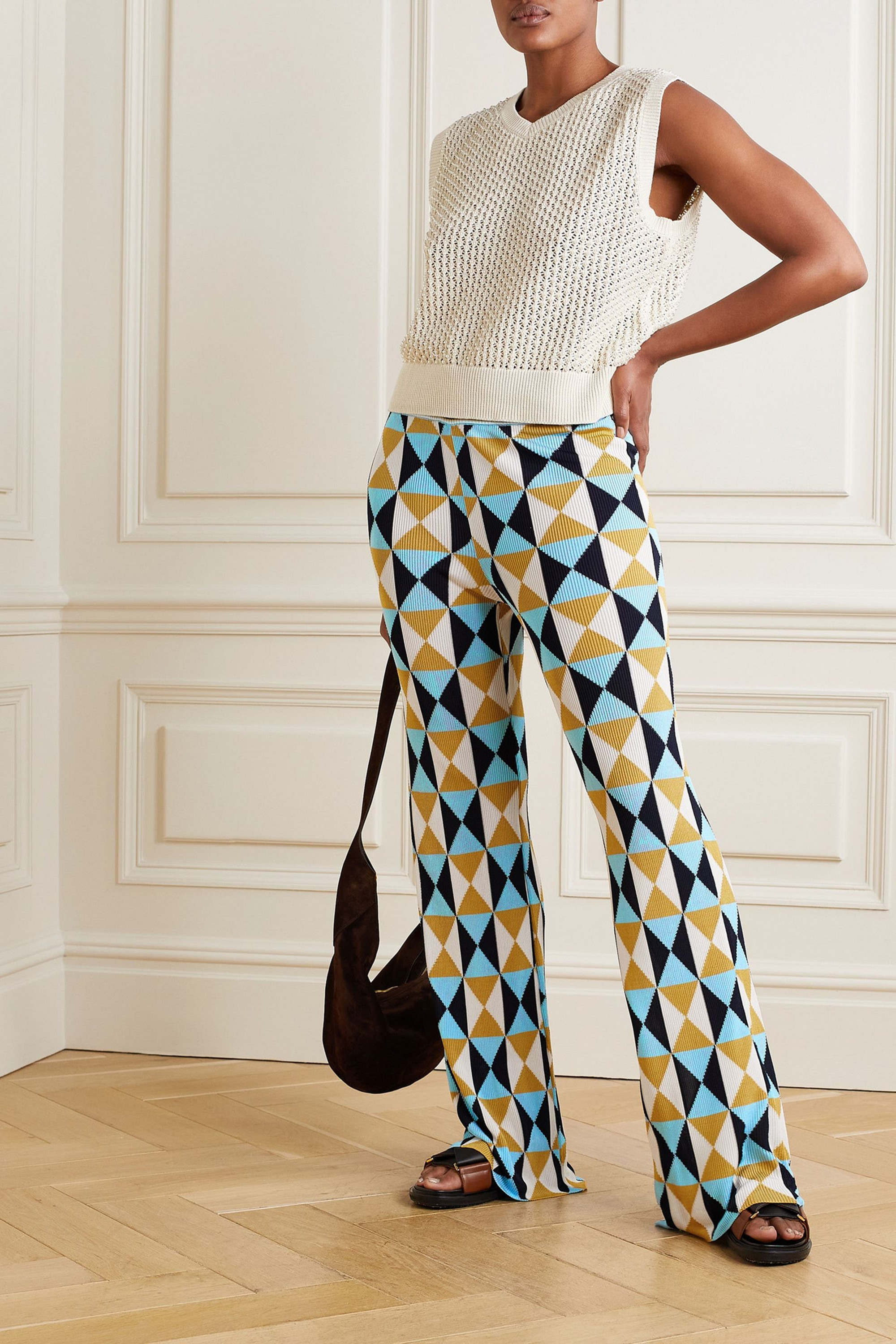 Etro Jacquard-knit straight-leg pants