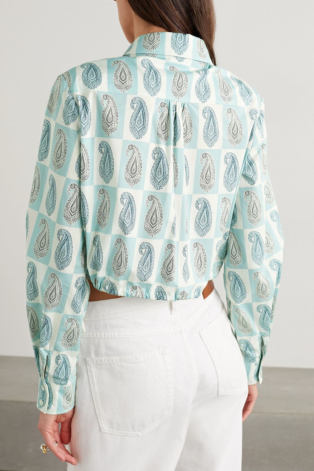 ETRO Cropped printed cotton-blend poplin shirt