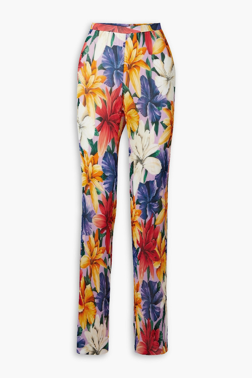 Etro High-rise Straight Floral Pants In Red