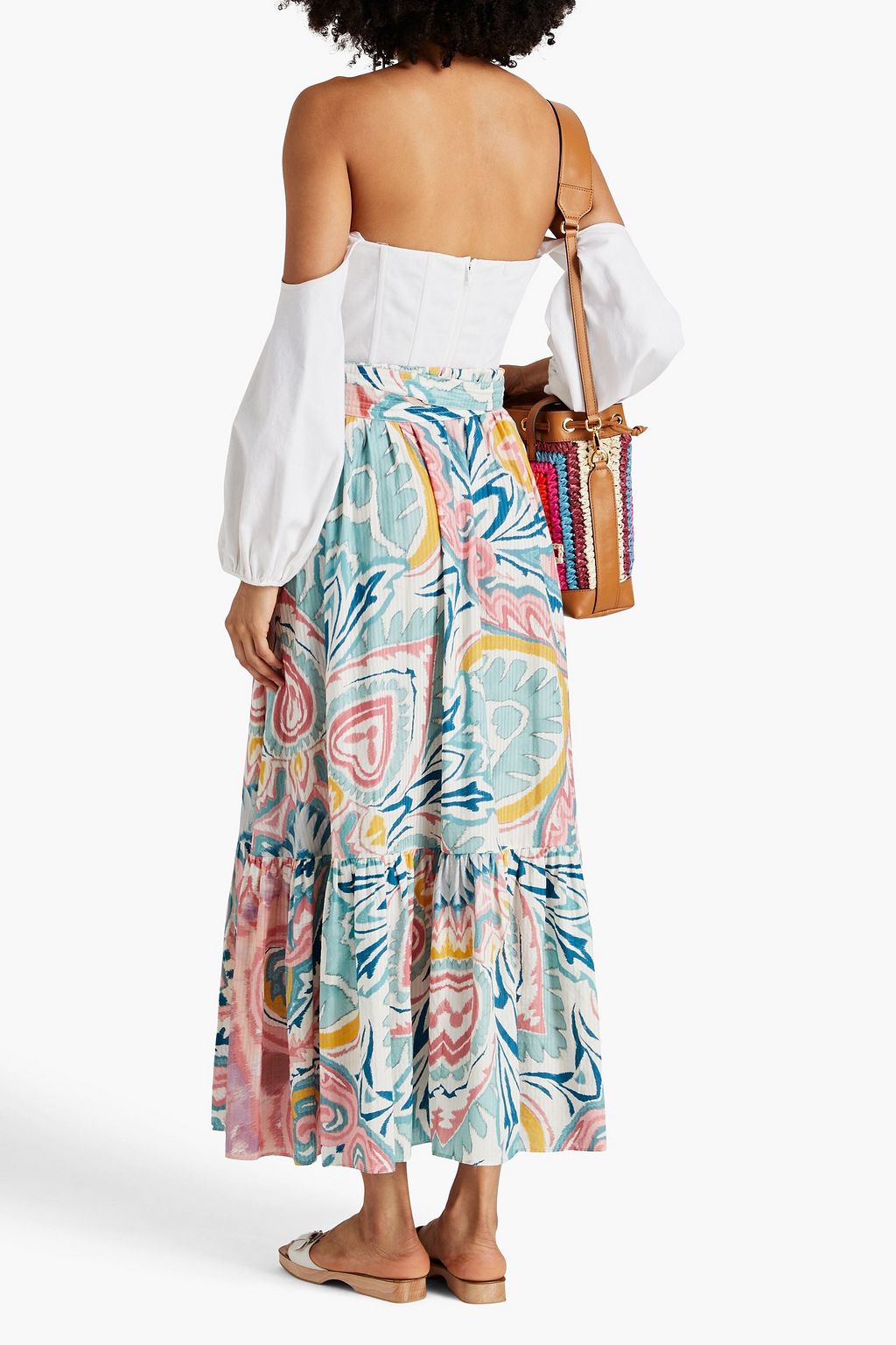 ETRO Pleated printed cotton and silk-blend maxi skirt
